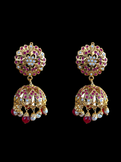 C193 Gold plated choker set in ruby   ( READY TO SHIP  )