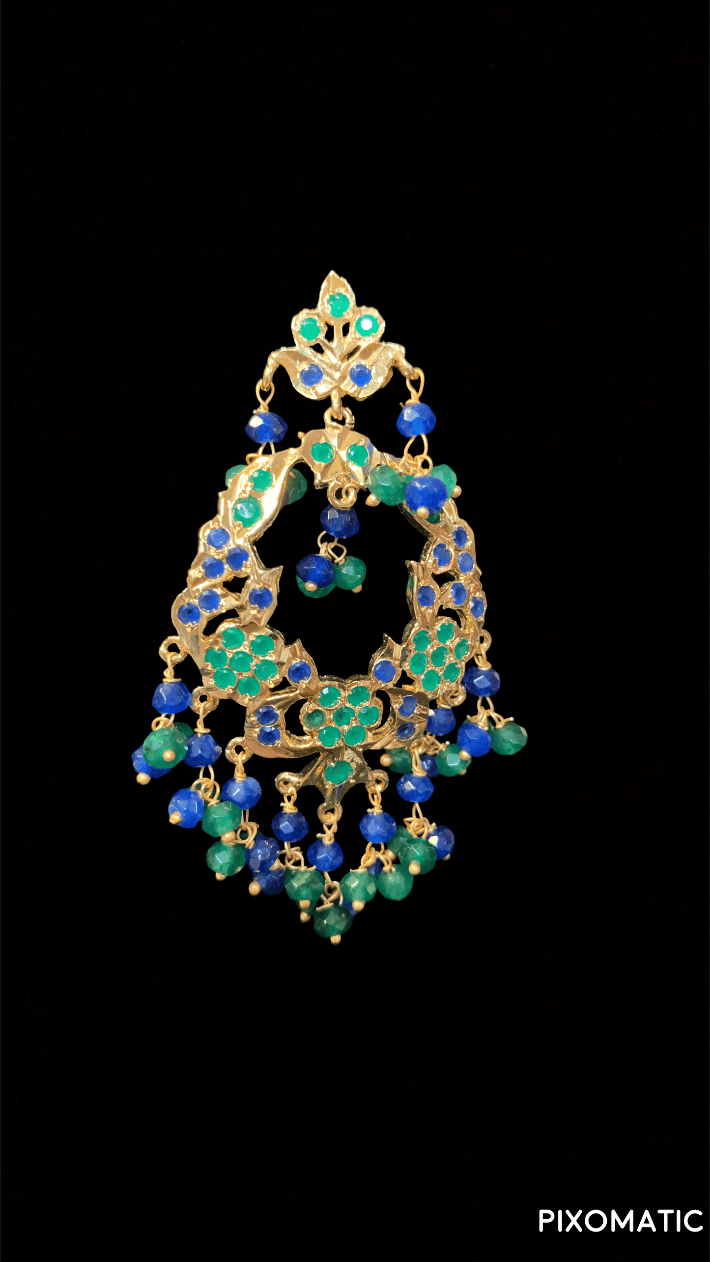 Madhuri earrings DER14 (blue green ) (READY TO SHIP )