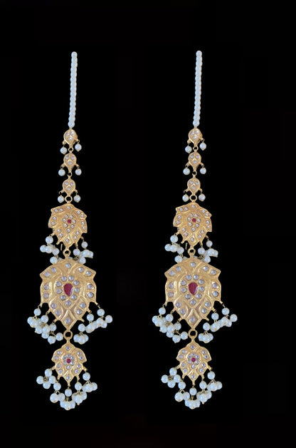 SAT20 Nimra 5 layer long kundan necklace with earrings ( READY TO SHIP )