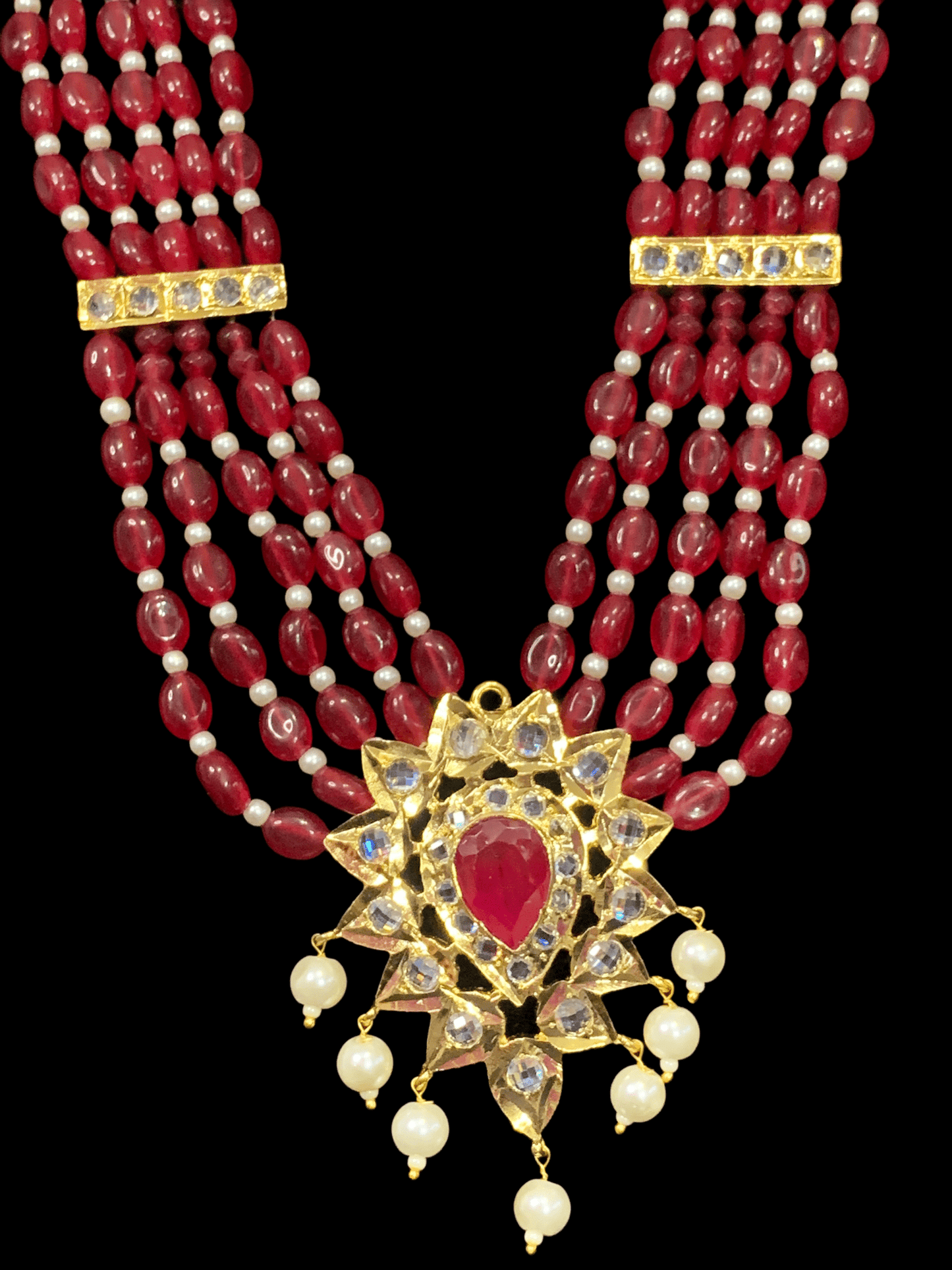LN152 Erica Rani haar in ruby beads ( READY To SHIP )