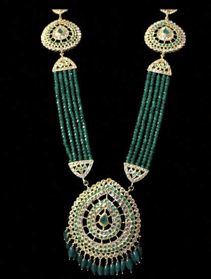 Nadine long hyderabadi rani haar ( green) ( READY TO SHIP )
