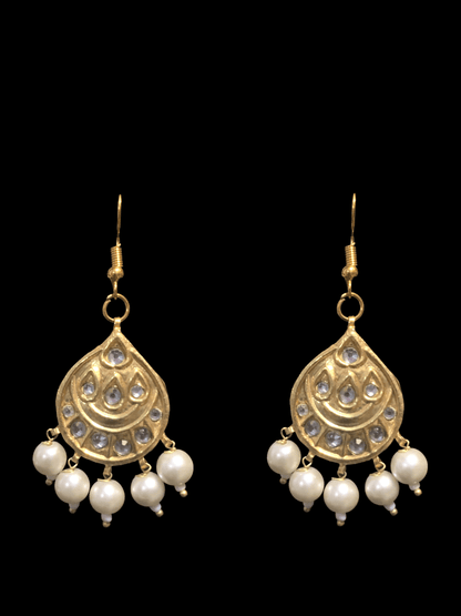 DER298 gold plated kundan Chandbali ( READY TO SHIP )