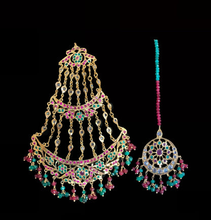 BR107 Zoya bridal Hyderabadi set in ruby emerald (SHIPS IN 4 WEEKS )