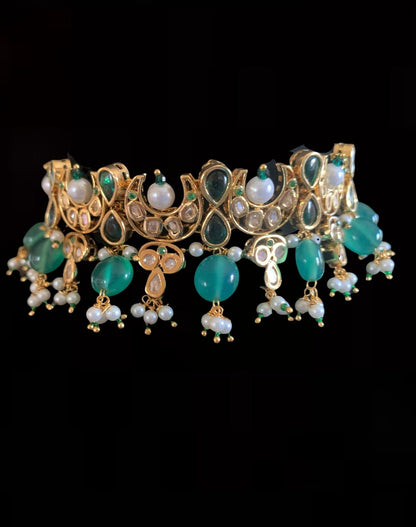 Nandini polki choker in green    ( READY TO SHIP)