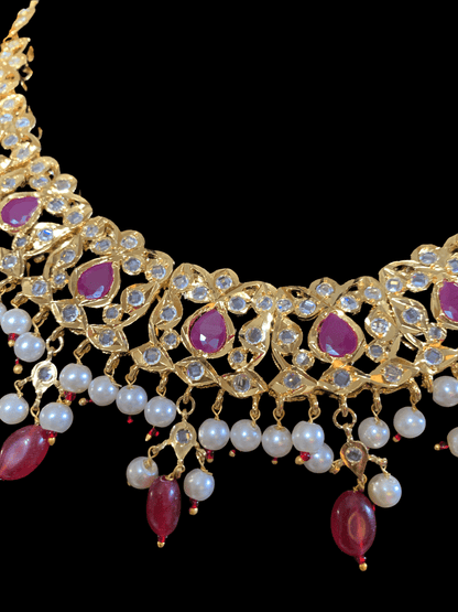 NS25 Smitha necklace set  in rubies (SHIPS IN 4 WEEKS)