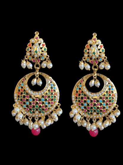 sitara navratan jadau earrings tika  set ( SHIPS IN 3 WEEKS )