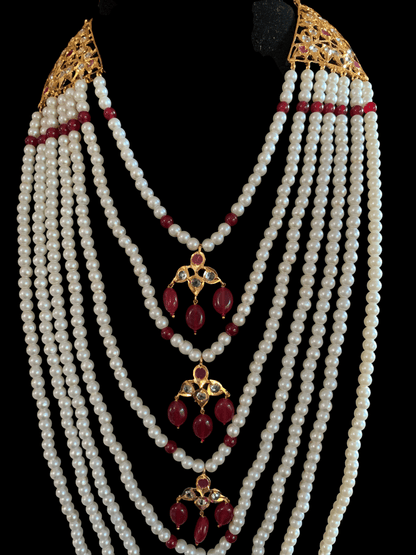 SAT11 Hyderabadi satlada with jhumka in ruby (READY TO SHIP)