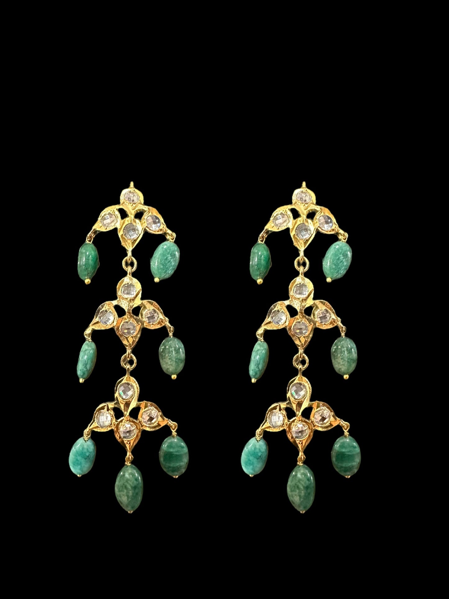 SAT77 Hyderabadi satlada in emerald beads and fresh water pearls ( SHIPS IN 2 WEEKS )