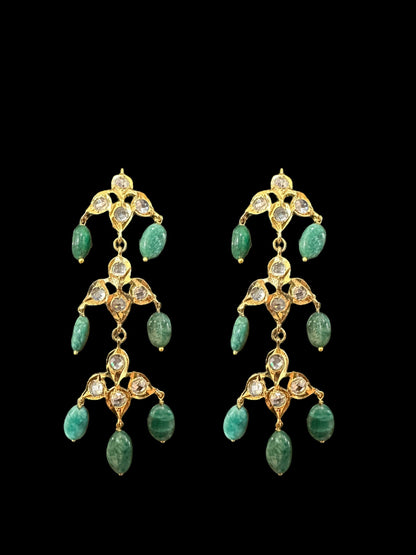 SAT77 Hyderabadi satlada in emerald beads and fresh water pearls ( SHIPS IN 2 WEEKS )