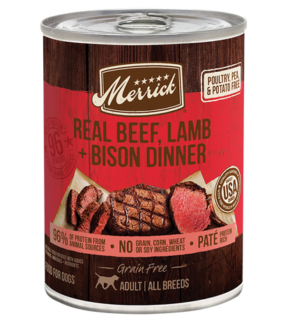 Merrick Grain Free Real Beef, Lamb and Bison Wet Dog Food (12.7oz)