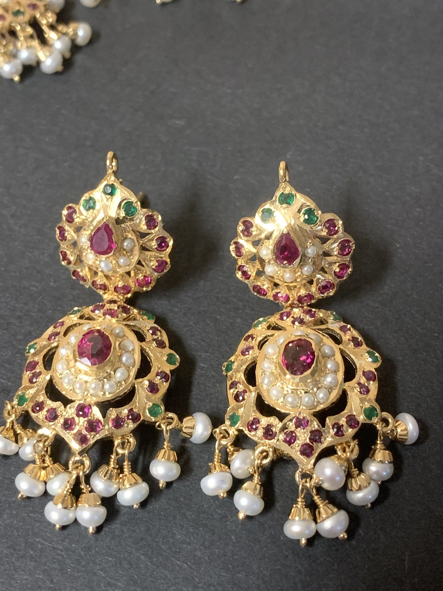 Ruby emerald jadau choker set in gold plated silver ( SHIPS IN 5 WEEKS )