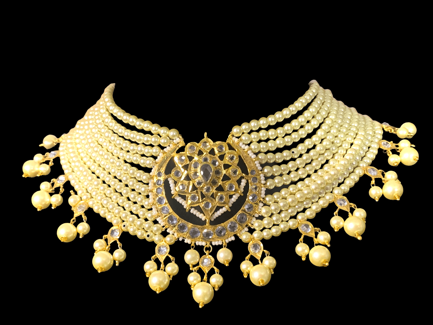 C171  Noor choker set in golden pearls ( READY TO SHIP )
