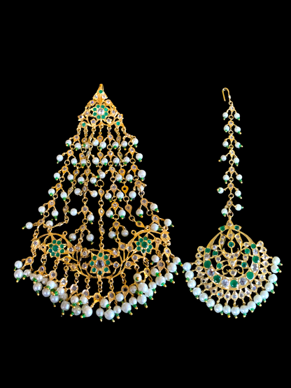 JTK32 Hira jhoomar tikka in green ( SHIPS IN 2 WEEKS )