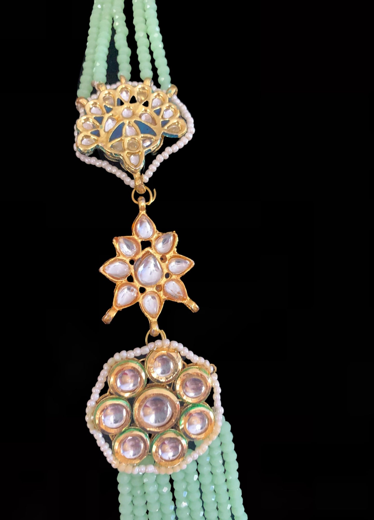 LN26 Mallika beaded long kundan necklace with earrings ( READY TO SHIP)
