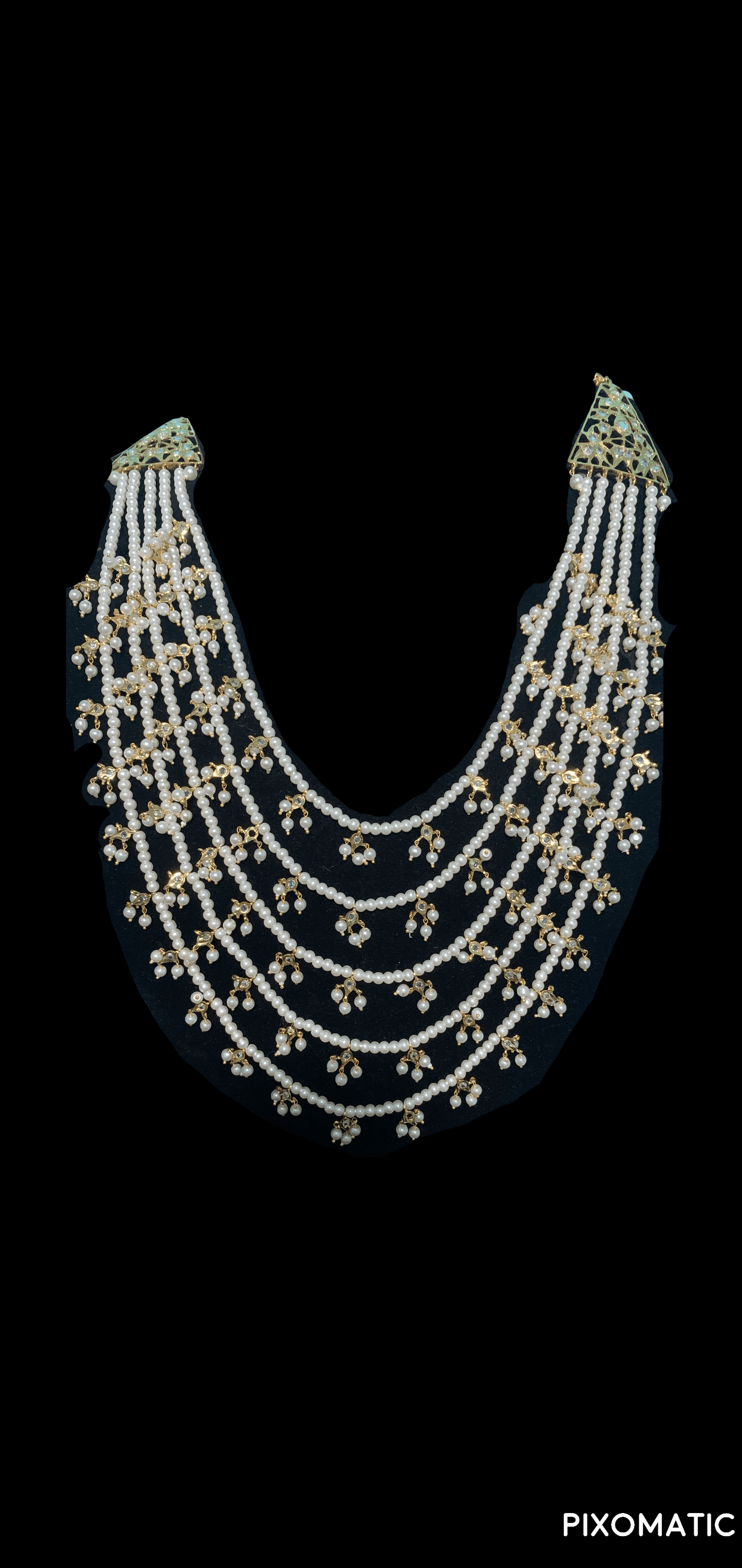 Tanya bridal 5 layer neckalce with jhumka in white ( SHIPS IN 3 WEEKS )