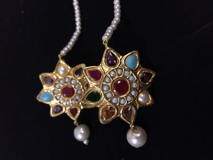 Sitara Pakistani Kundan earrings with pearl ear supports(SHIPS IN 4 WEEKS )