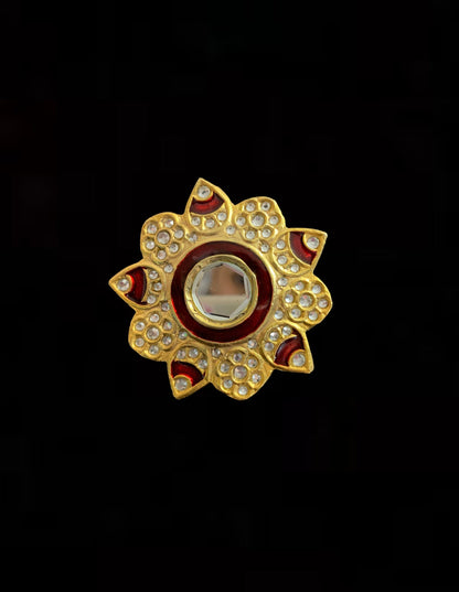 DJR58 Dua arsi with meenakari ring - red  ( READY TO SHIP )