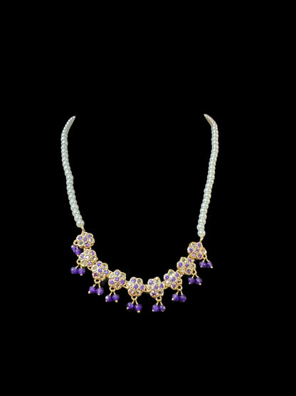 DNS32 purple / amethyst Cz necklace with earrings ( SHIPS IN 2 WEEKS )