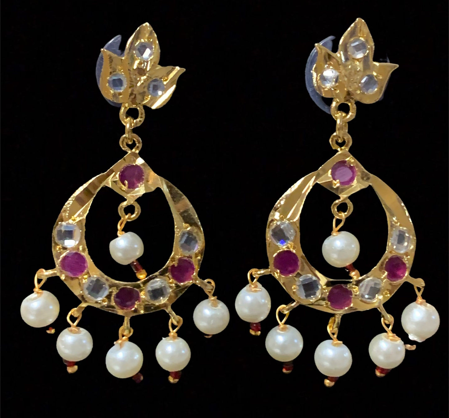 DER404 Neda chandbali in rubies (READY TO SHIP)