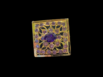 DJR79 Gold plated square ring-  amethyst (  ships in 4 weeks  )