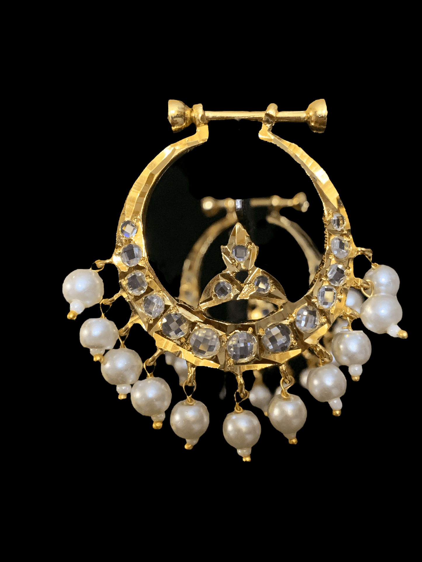 DER97 Hosna gold  plated chandbali (SHIPS IN 4 WEEKS)
