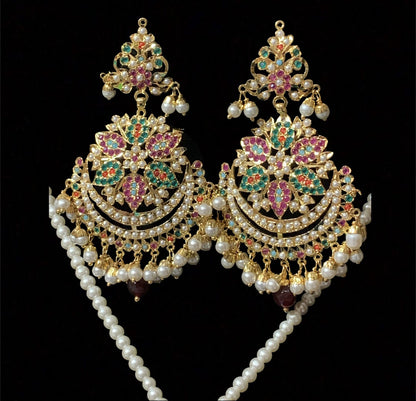 PS465 Mohini pendant set ( navratan   ) ( SHIPS IN 4 WEEKS )