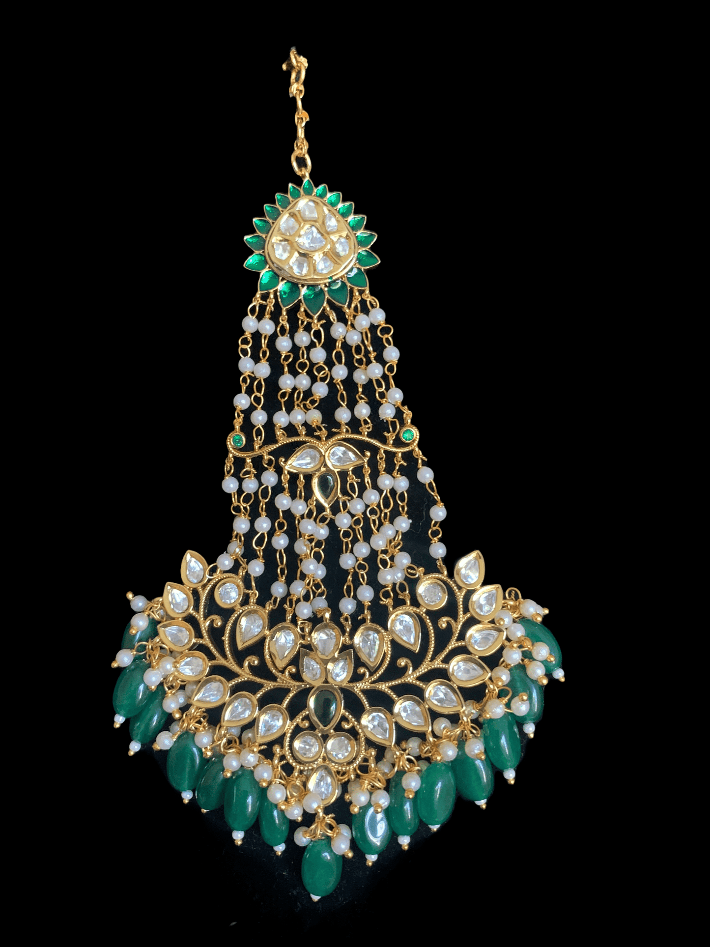 DJHR25  polki jhoomar - Green  ( READY TO SHIP )