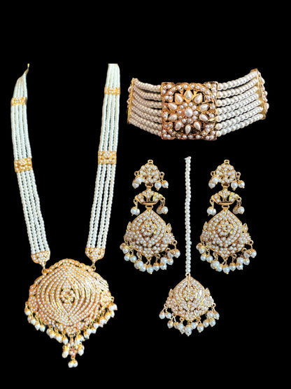 BR313 RUSHDA jadau bridal set in pearls ( READY TO SHIP )