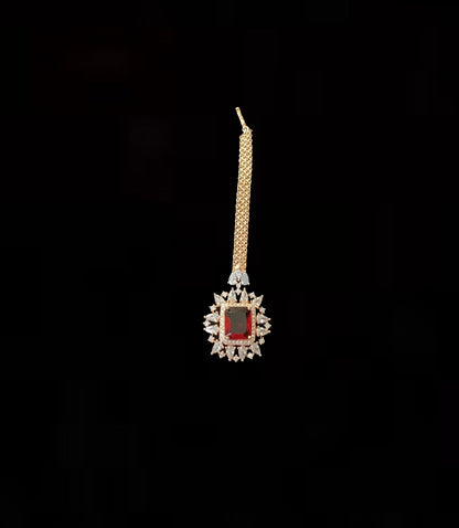 BR29 Sarah  gold plated cz set in ruby  ( READY TO SHIP )
