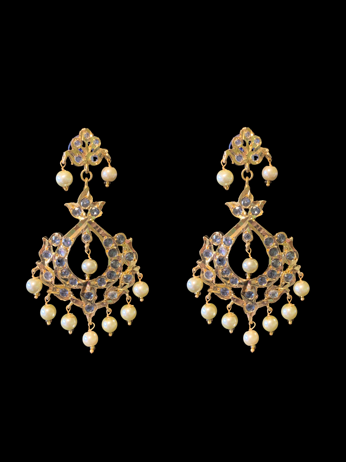 DER386 Eleena chandbali in golden pearls ( SHIPS IN 4 WEEKS )