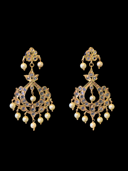 DER386 Eleena chandbali in golden pearls ( SHIPS IN 4 WEEKS )