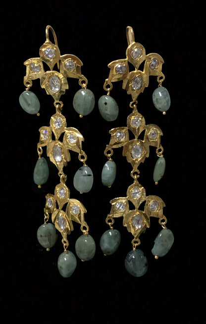 Insia satlada in natural pearls and  emeralds ( SHIPS IN 4 WEEKS  )