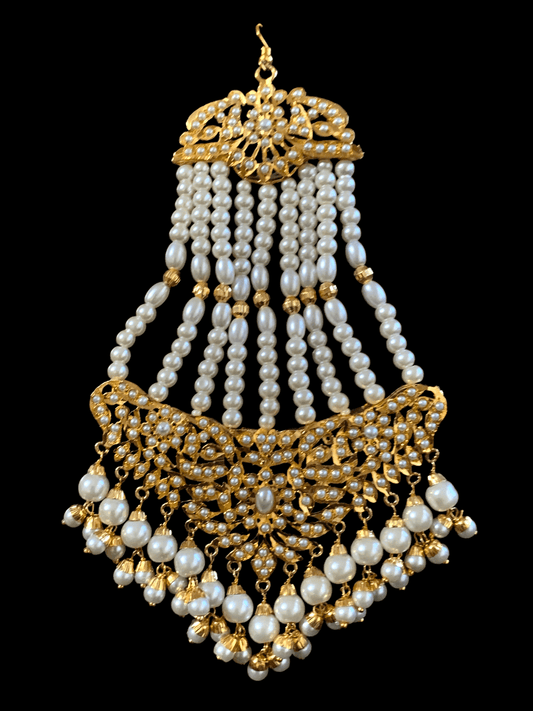 DJHR44 Hema jadau jhoomar in pearls ( READY TO SHIP )