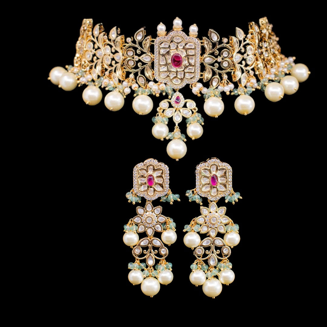 C96 Sidra choker set with tika ( SHIPS IN 3 WEEKS )