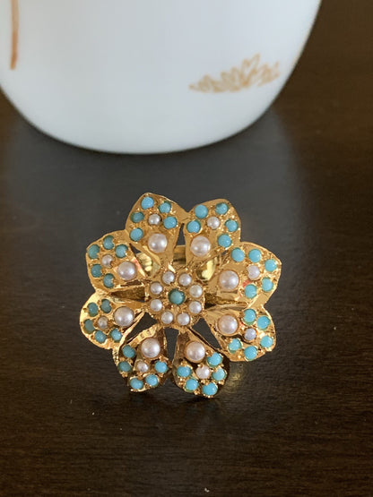 DJR40  Flower jadau  ring ( READY TO SHIP)