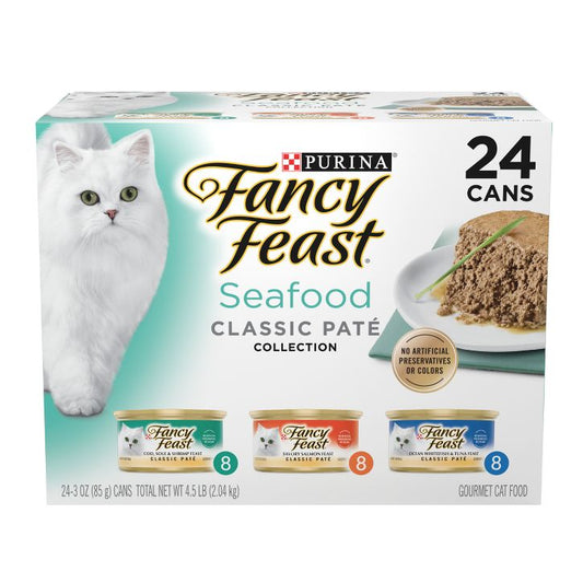 24Ct 3oz Fancy Feast Seafood Pate Variety Pack
