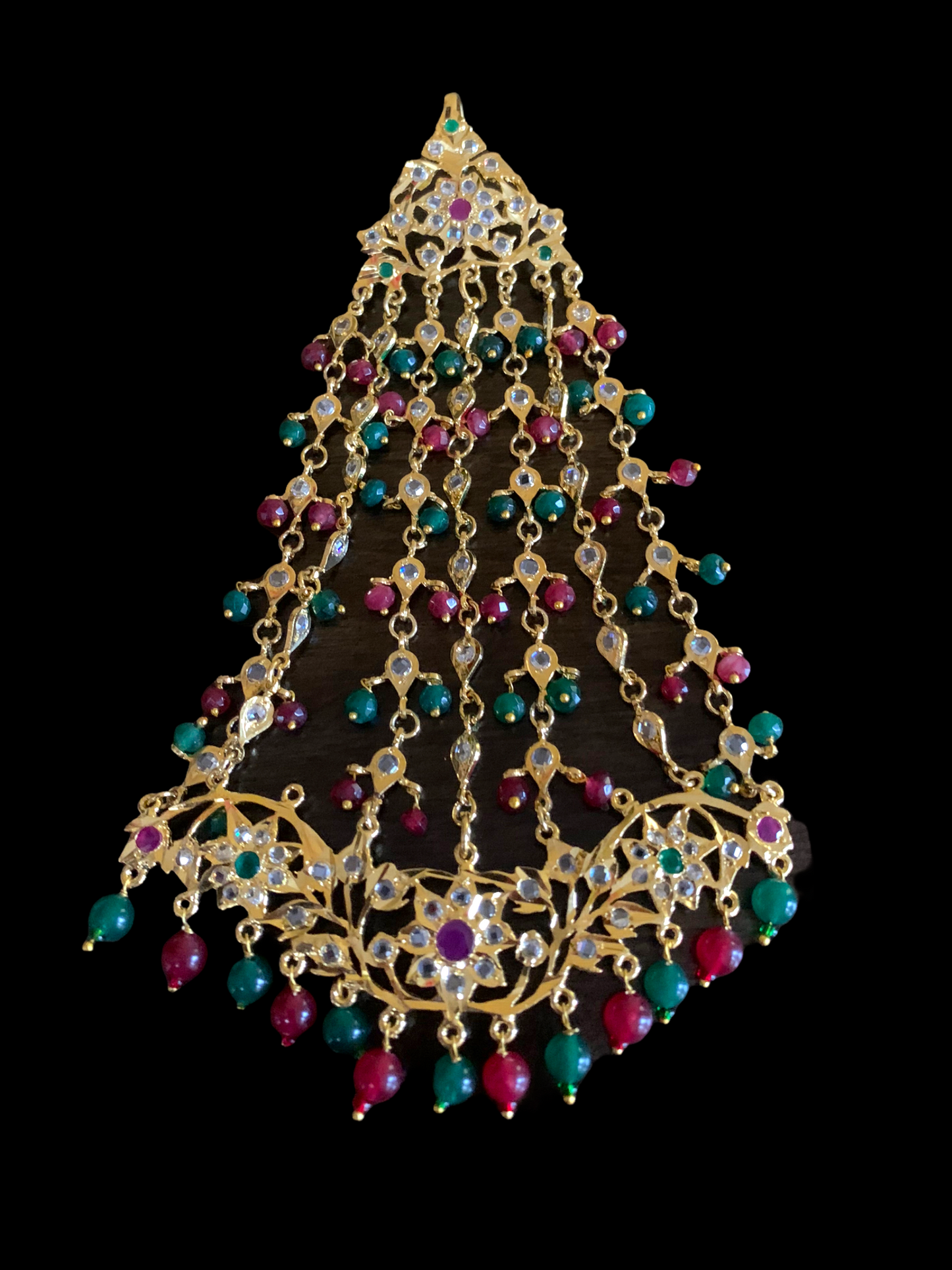 JTK31 Hira jhoomar tikka in ruby emerald ( SHIPS IN 2 WEEKS   )