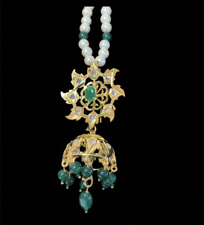 Insia jadavi lacha in emerald beads (SHIPS IN 2 WEEKS)