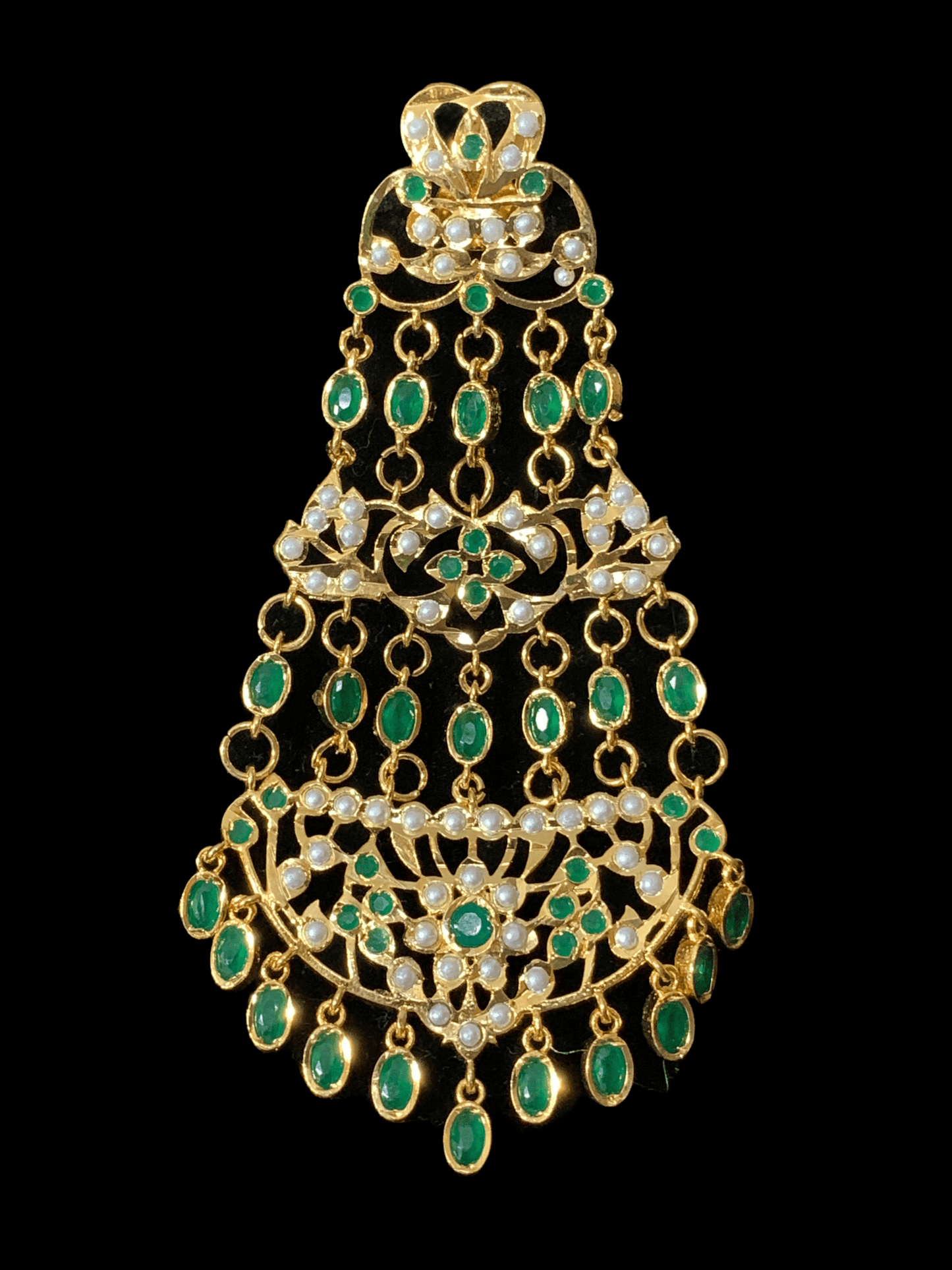 DER163 Naveen  jhoomar earrings ( green     ) (  SHIPS IN 3 WEEKS )
