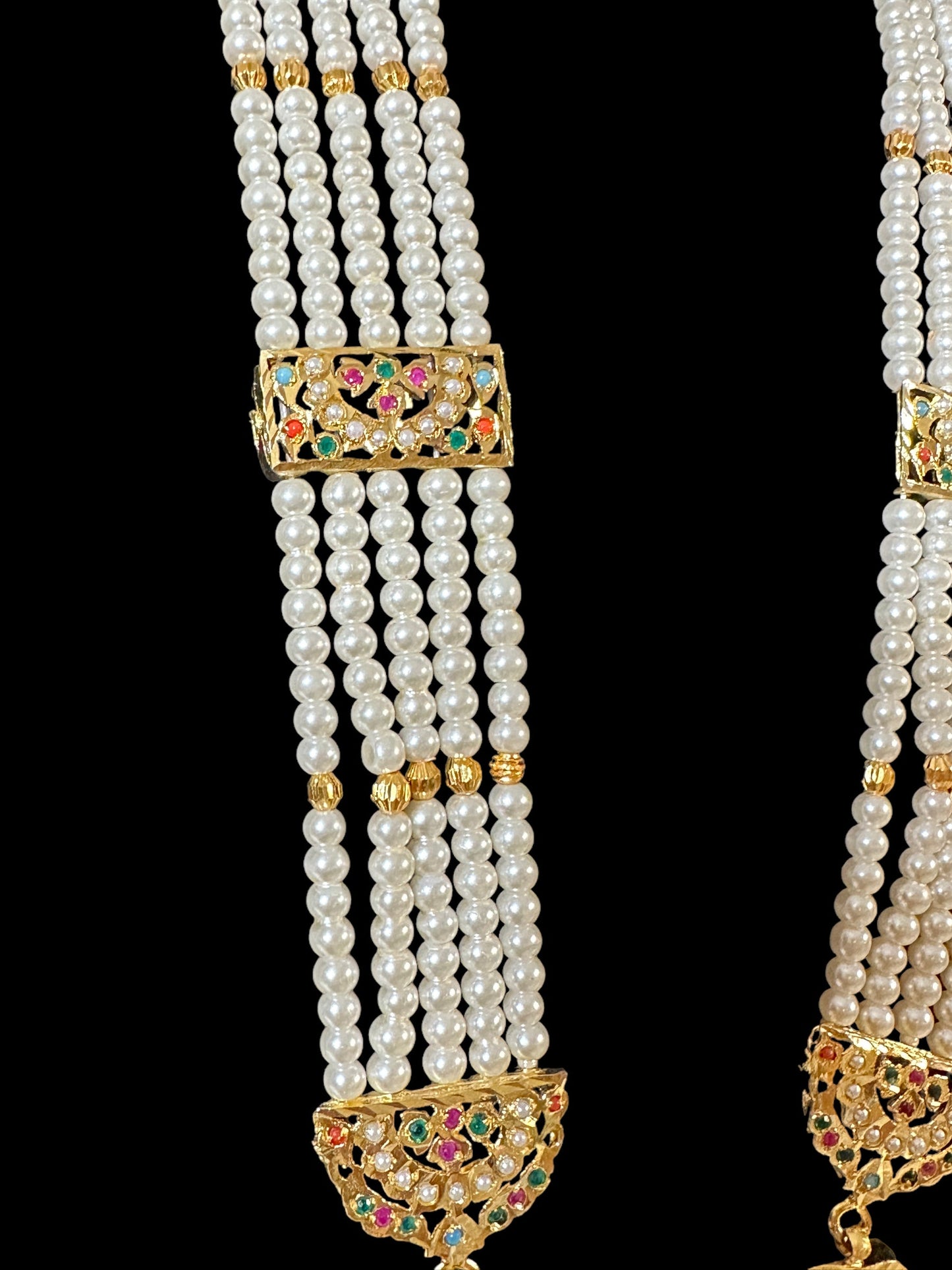 DLN25 Chitra Navratan with pearl jadau Rani haar ( READY TO SHIP)