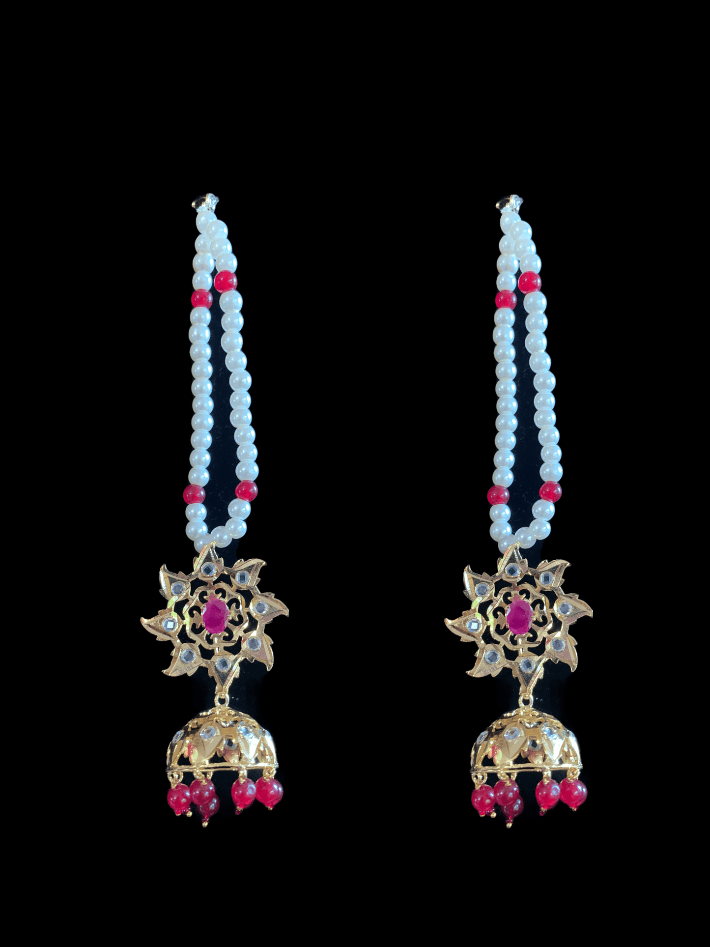 SAT11 Hyderabadi satlada with jhumka in ruby (READY TO SHIP)