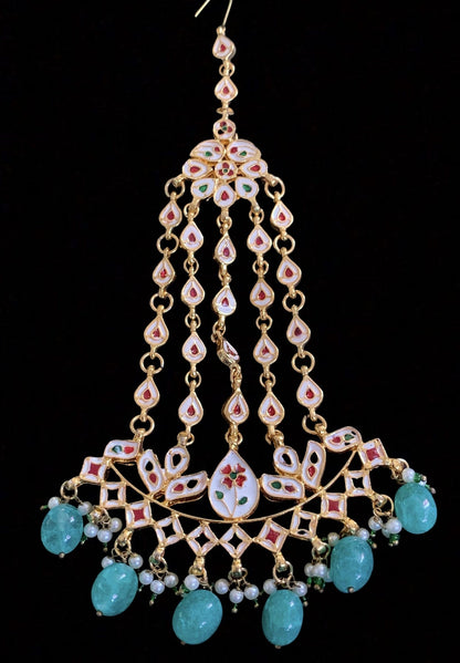 DJHR64 Mantra kundan tika in green ( READY TO SHIP)