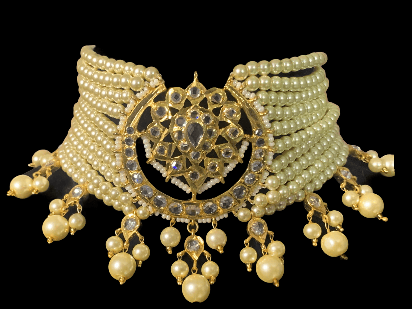 C171  Noor choker set in golden pearls ( READY TO SHIP )