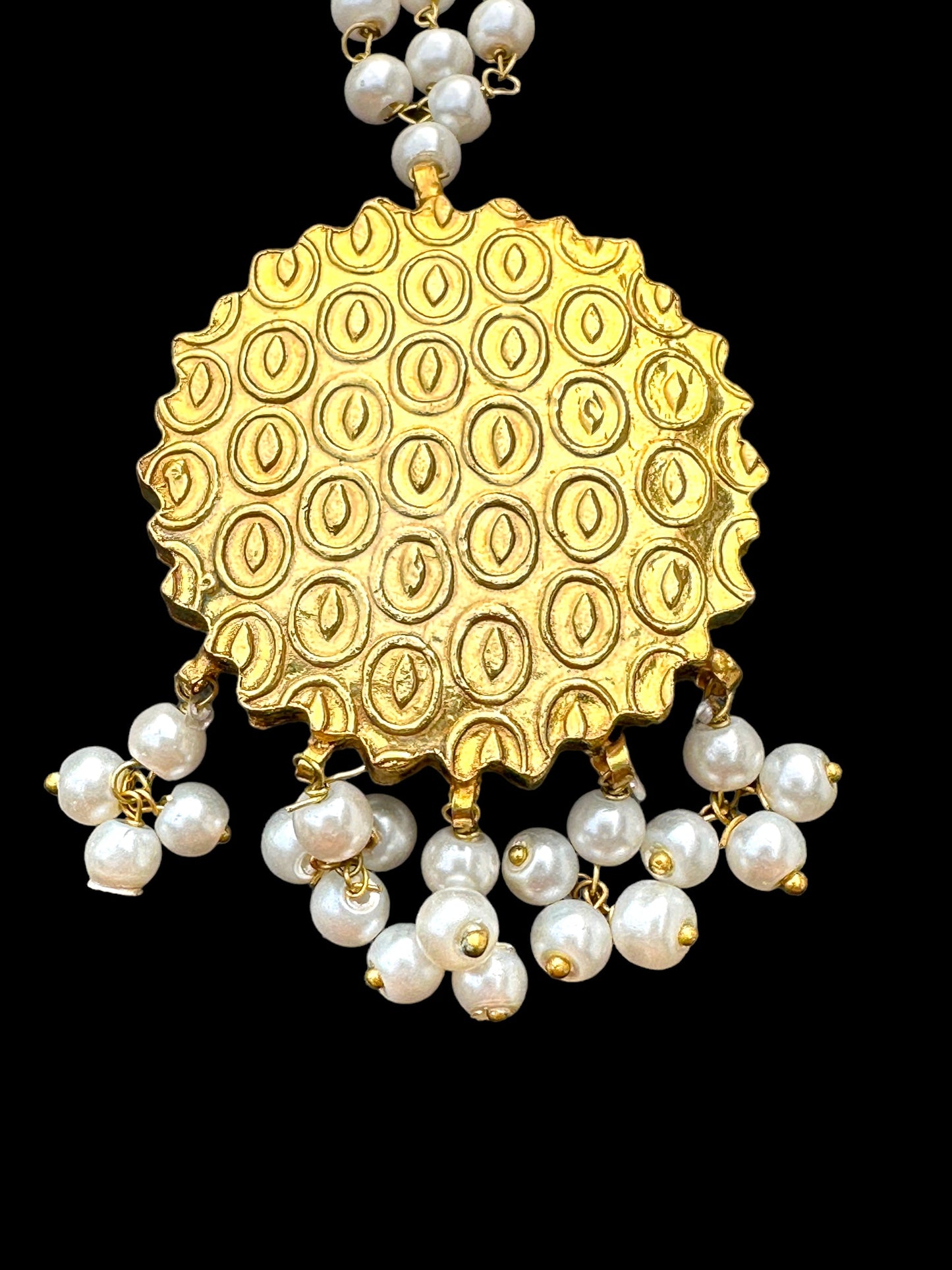 DJTK127 kundan mathapatti  with pearls ( READY TO SHIP )