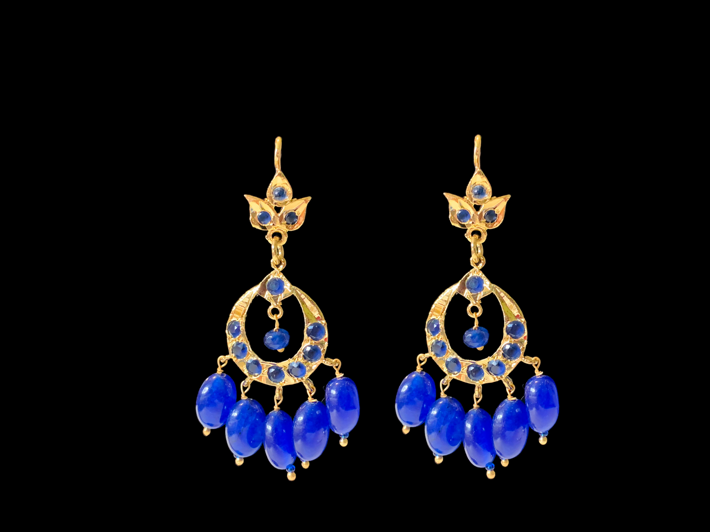 SAT69 Seema three layer  necklace with chandbali- Blue ( READY TO SHIP )