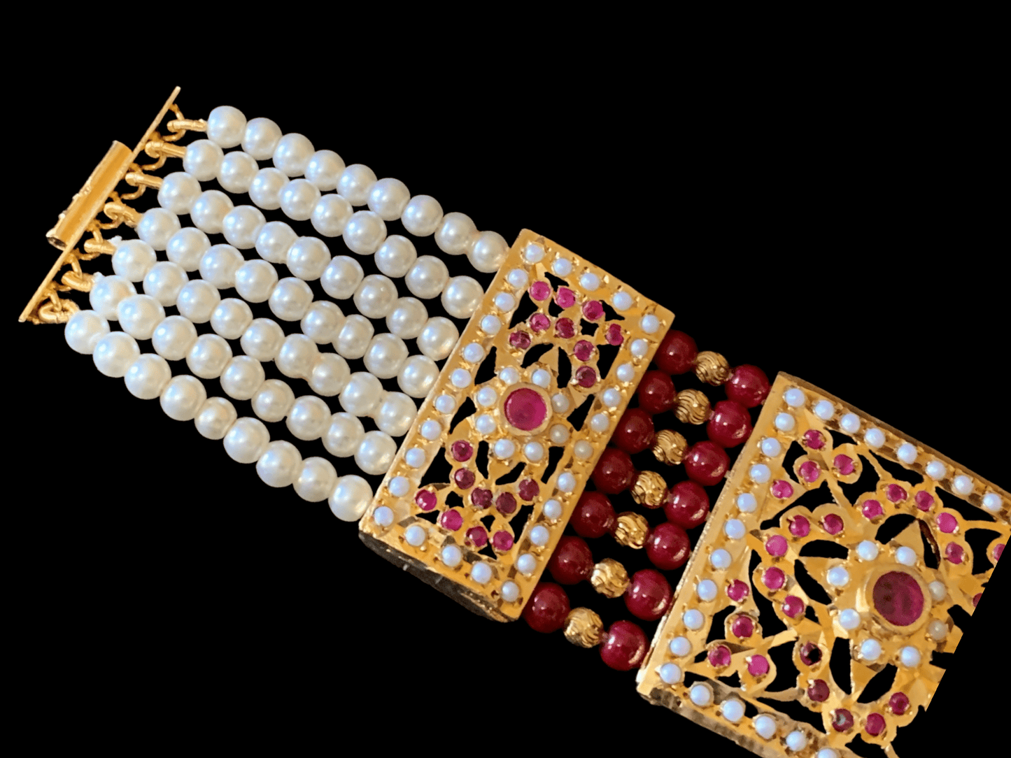 B63 Saira jadau bracelet in ruby   ( SHIPS IN 4 WEEKS )