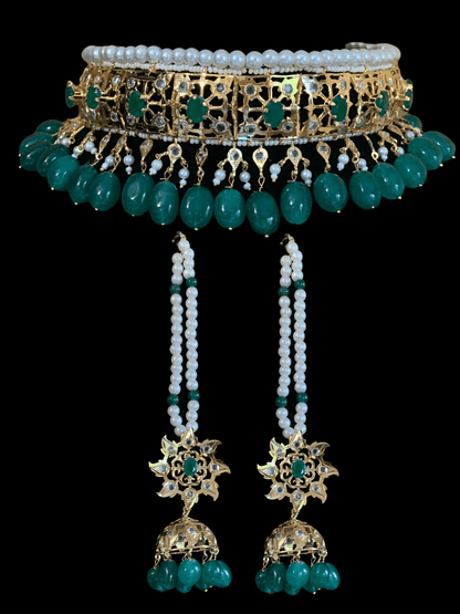 C110 jadavi lacha in emerald beads (SHIPS IN 2 WEEKS  )