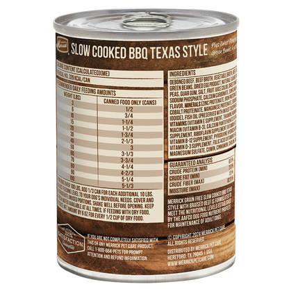 Merrick Slow Cooked Grain Free Adult Texas Beef Wet Dog Food (12.7oz)