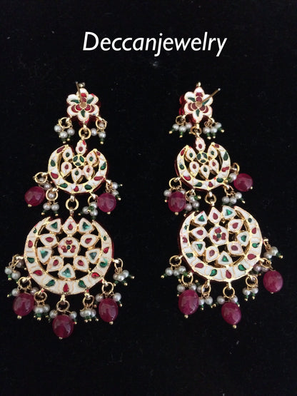 DER424 Irina Kundan statement earrings (rubies )  (READY TO SHIP )
