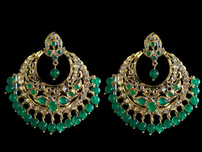 DER277  Noor chandbali in green   (SHIPS IN 3 WEEKS)